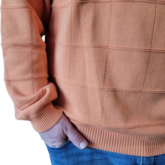 1990s Izod Sweater Mens XL Bright Orange Cotton Knit Vintage Y2K Retro Dadcore - Picture 3 of 10